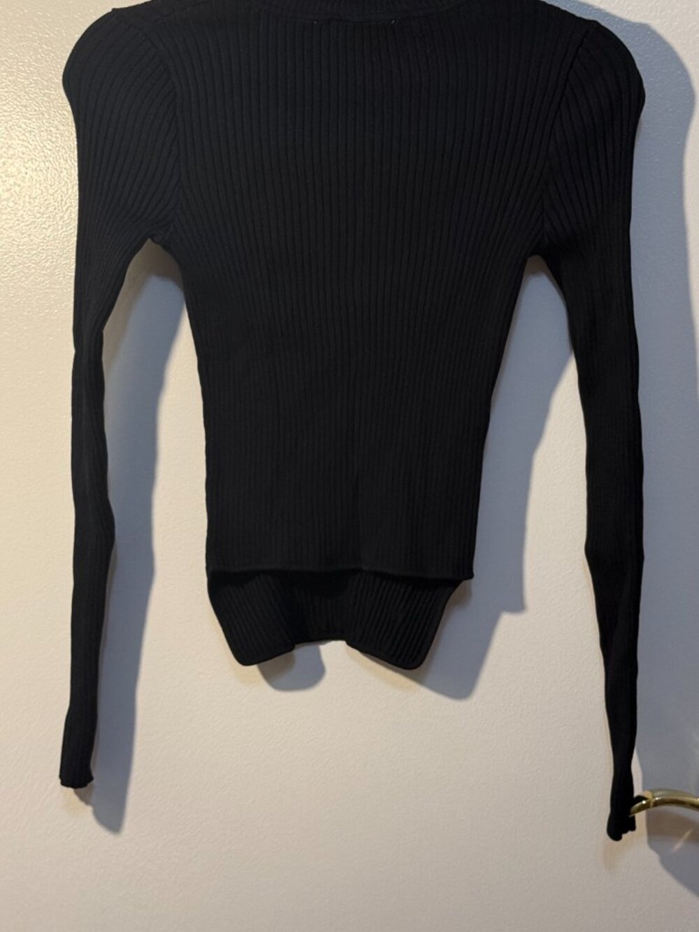 Zara Black Ribbed Mock Neck Long Sleeve Bodysuit, M - Picture 2 of 3